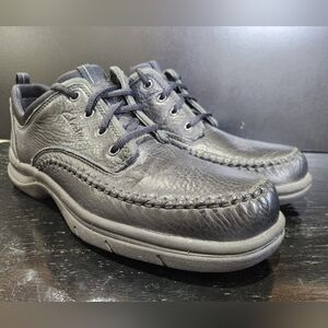 Clarks Men's Travel Trek Black Leather Shoes 10 N